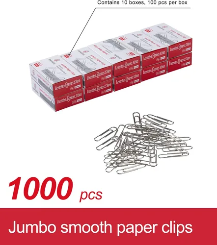 Miniatura 3 de PAPERPAL Clips de papel para oficina, escuela y uso personal, clip de papel jumbo suave (5 cm), 1000 clips de papel grandes