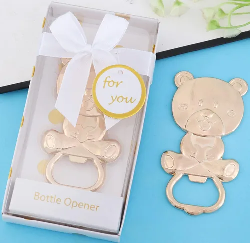 Miniatura 7 de Paquete de 15 abridores de botellas de oso para recuerdos de baby shower, abridor de cerveza de metal para invitados, recuerdos de fiesta, Blanco