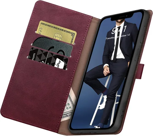 Miniatura 4 de SUANPOT Funda de piel tipo cartera para iPhone XR 6.1 (no XS 5.8 pulgadas, XS Max 6.7 pulgadas) con bloqueo RFID, tarjetero de crédito, funda