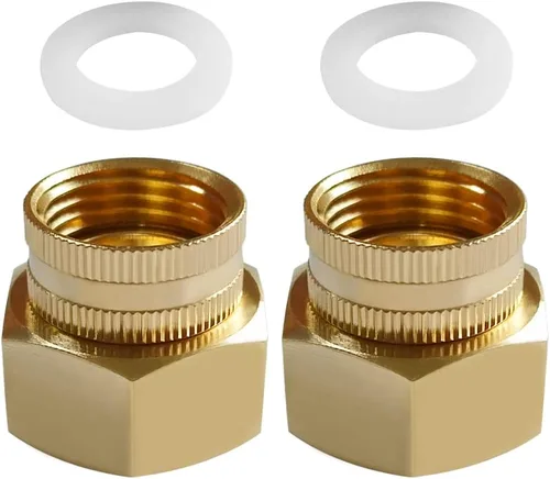 Uenede Conector giratorio reductor de manguera de jardín de latón de 3/4 "GHT a 3/4 "NPT roscado doble hembra reductor adaptador de conversión