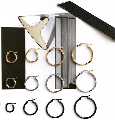 Miniatura 5 de 4 pares de aretes de argolla de acero inoxidable para mujer de 0.6in a 2.4in