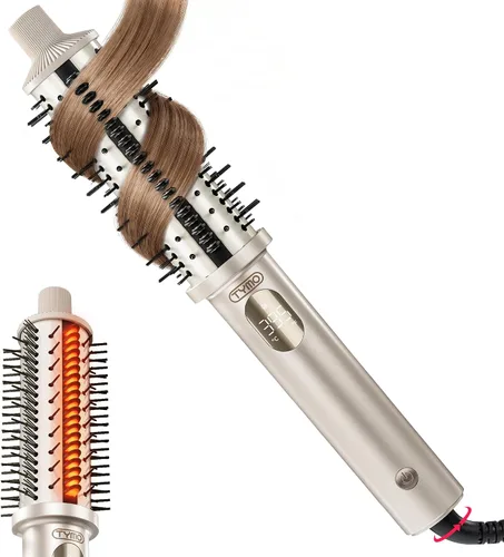 TYMO STYLUX PRO - Cepillo térmico para rizar, voluminizador redondo calentado de 1.5 pulgadas, alisador de pelo y rizador 2 en 1, iones negativos de
