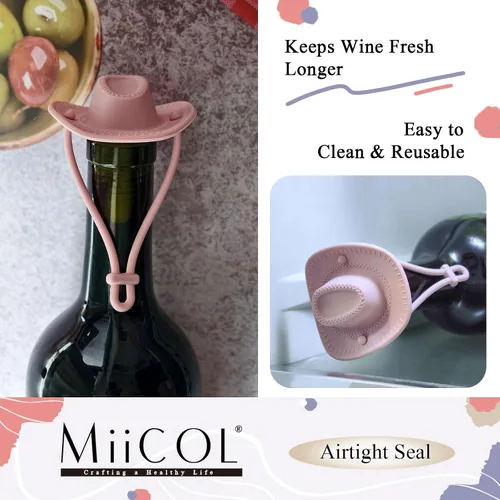 Miniatura 8 de Miicol Tapones de vino, tapón Prosecco, tapón de silicona para botella de vino, tapón de champán con sombrero de vaquero, accesorios de vino, regalo