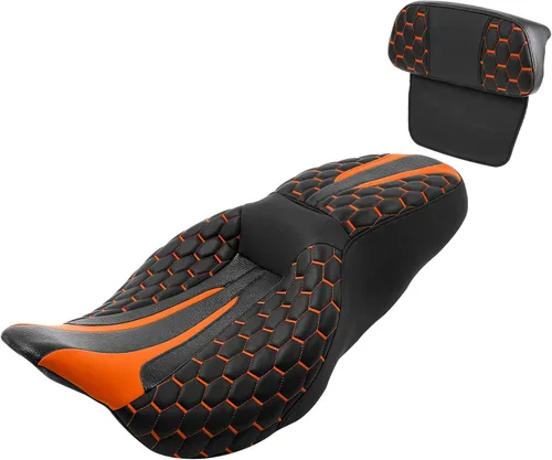 Miniatura 19 de Asiento de conductor, pasajero y piloto - SLMOTO Asiento de motocicleta de una pieza para 2 personas, compatible con Harley Touring Road King CVO