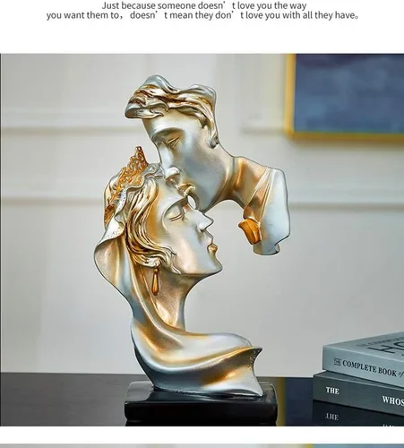 Miniatura 5 de Las estatuas de los amantes de los besos, regalo de boda adecuado, para armario de escritorio, decoración del hogar, altura 10.2 pulgadas (champán)