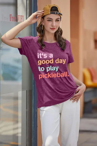Miniatura 3 de Pickleball Shirts Women Pickleball Paddle Graphic Tee Pickleball Lovers Gifts T Shirts Casual Short Sleeve Tops