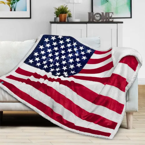 Miniatura 7 de Pavilia Manta Patriótica – Manta Decorativa de Bandera Americana para Sofá, Sillón, Cama, Forro Polar Sherpa de Microfibra Suave Reversible, Regalo