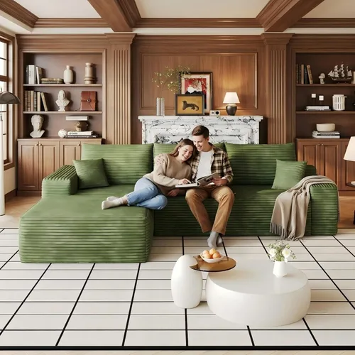 Miniatura 36 de Sofá modular Cloud de 107 pulgadas, sofá modular en forma de L con diván de gran tamaño orientado hacia la izquierda, sofá de pana de asiento