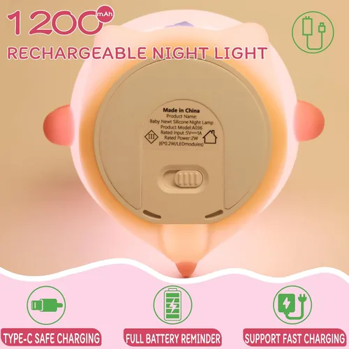 Miniatura 5 de Axolotl - Luz nocturna para niños – Regulador de intensidad de 3 niveles y temporizador de apagado automático, lámpara de silicona segura