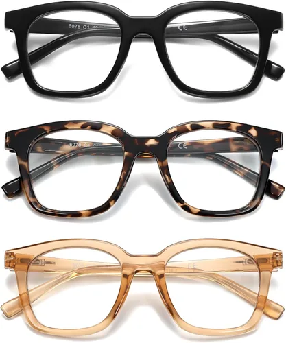 Miniatura 9 de LKEYE Gafas de Lectura para Mujeres con Bloqueo de Luz Azul Cuadradas, Elegantes e Indestructibles, Gafas de Lectura para Computadora de Tamaño C1