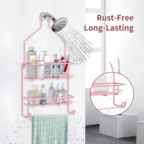 Miniatura 6 de TreeLen Organizador de ducha rosa, estantes de ducha grandes para ducha interior, organizador de baño rosa, regalo para novia B-rosa