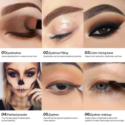 Miniatura 3 de DE'LANCI Sombra de ojos marrón mate, paleta de sombras de ojos de alto pigmento marrón caramelo café, sombra de ojos cálida natural impermeable