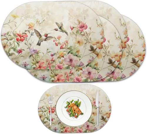 Miniatura 52 de Pumpkin Placemats Oval Placemats Set of 2 Black Cat Table Mats for Dining Tables Washable Heat Resistant Place Mats for Holiday Party Use 12X18 Inch