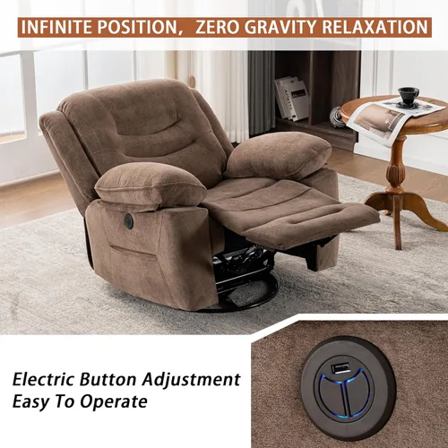Miniatura 3 de Ketaiyou Sillón Reclinable Eléctrico Giratorio Basculante con Masaje y Calor, Puerto USB, Posición Infinita, Sillas Mecedoras Deslizantes Eléctricas