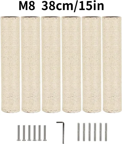 Miniatura 2 de BNOSDM Paquete de 6 piezas de repuesto para árbol rascador M8 de 15 x 2.75 pulgadas para gatos de interior, cuerda de torre, postes de rascado