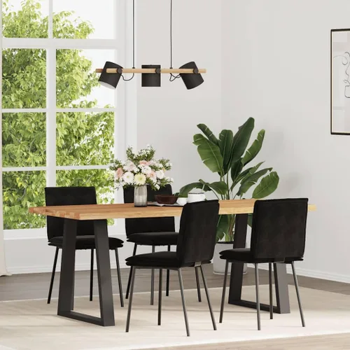 Modern Black Velvet Dining Chair Set of 4, Compact Rectangular Design for Small Spaces, Sturdy Metal Frame and Plush Seating for Dining Room Kitchen