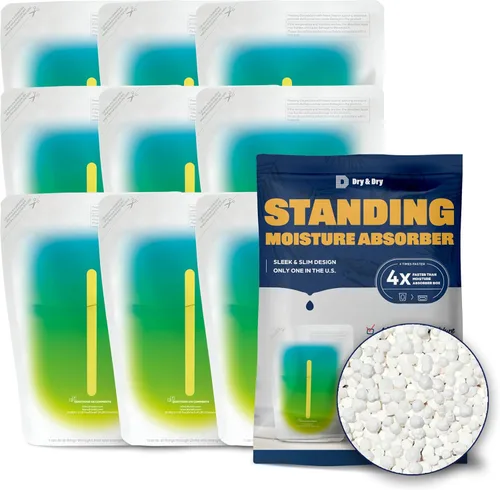 Dry & Dry [9 paquetes de absorbentes de humedad de pie para controlar el exceso de humedad para sótanos, armarios, baños, lavanderías- Absorbentes