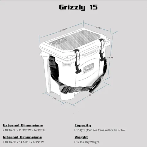Miniatura 8 de Grizzly - Enfriador de 15 cuartos de galón Baúl de hielo duradero con aislamiento rotomoldeado Fabricado en Estados Unidos Garantía de por
