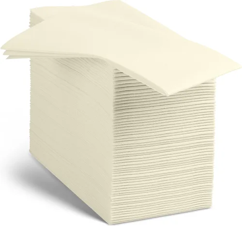 Miniatura 12 de 100 servilletas de papel de color beige con tacto de lino, suaves y absorbentes, para cocina, fiesta, boda, baño o cualquier ocasión (paquete de 100)