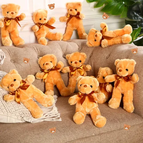 Miniatura 7 de Skylety - 10 piezas de osos de peluche, paquete de animales de peluche suaves con lazo de cinta para regalo, boda, fiesta de despedida de soltera