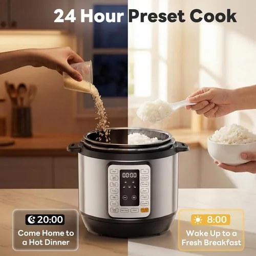 Miniatura 6 de DUMOS Olla a presión eléctrica 16 en 1, olla multicocción programable de 8 cuartos con 12 ajustes preestablecidos de un solo toque, yogur de vapor
