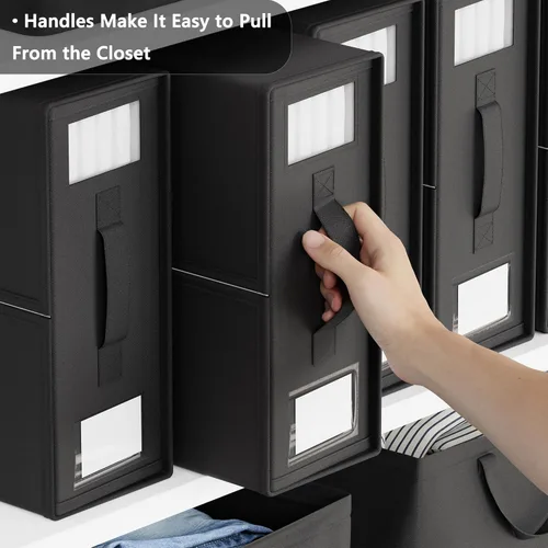 Miniatura 4 de SheetCube Organizadores de Sábanas para Cama y Almacenamiento Paquete de 6, Organizador de Armario de Ropa Blanca Plegable con Ventana y Etiqueta