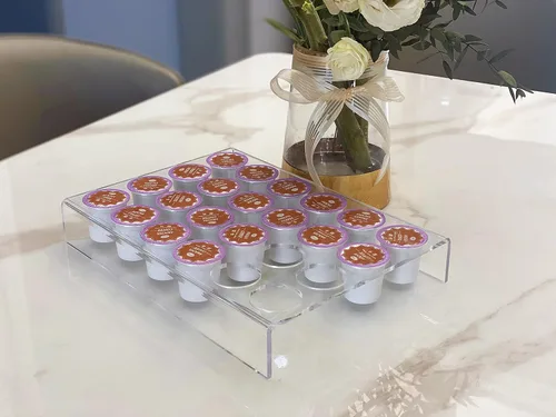 Miniatura 5 de IEEK Paquete de 2 soportes planos de 24 ranuras para cápsulas de café, organizador de cajones de taza K para oficina y cocina, bandeja organizadora