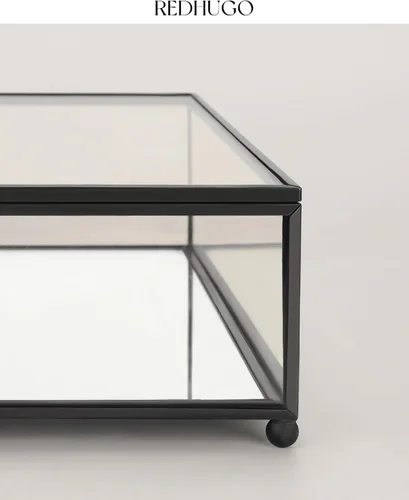Miniatura 7 de REDHUGO Cajas grandes de vidrio para exhibición hechas a mano, parte inferior con espejo, caja de joyería de cristal con tapa, para libros, fotos