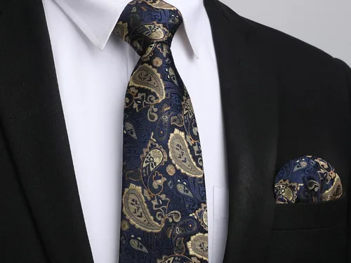 Miniatura 167 de HISDERN Corbatas para hombre, corbata de cachemira y bolsillo cuadrado tejido clásico floral para hombre, corbata de fiesta de boda