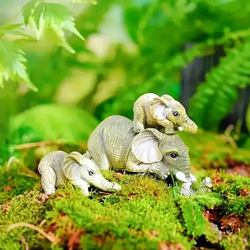 Miniatura 7 de Juego de 3 piezas de estatua de decoración de elefante, madre y dos bebés colgantes, adornos para sala de estar, dormitorio, decoración del hogar