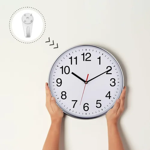 Miniatura 6 de Plumeet Reloj de pared extra grande – Reloj de pared negro silencioso de cuarzo de 16 pulgadas sin tictac – Reloj de pared de diseño simple