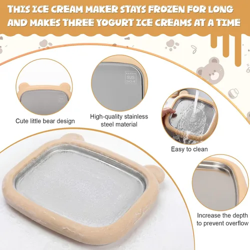 Miniatura 6 de Lewtemi Kit para hacer helado enrollado, bandeja de helado instantánea con 2 raspadores, no requiere electricidad, placa fría de acero inoxidable