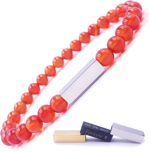 Miniatura 54 de Pulseras de cuentas personalizadas, Pulsera de piedras preciosas de 0.236 in, Pulsera grabada con láser, Pulsera de piedra natural, Pulseras unisex