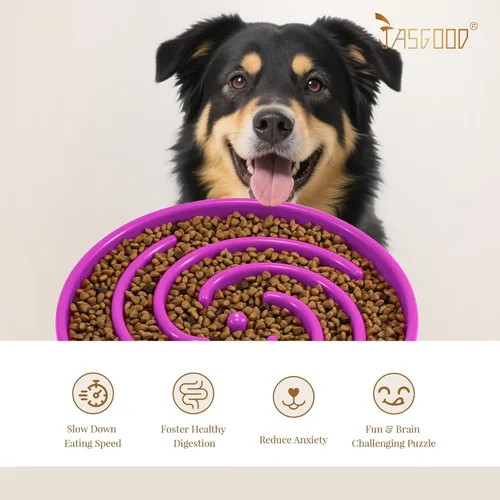 Miniatura 6 de JASGOOD Cuenco de Alimentación Lenta para Perros Grandes y Medianos, Cuencos de Alimentación Lenta Anti-Engullimiento para Mascotas que Previenen