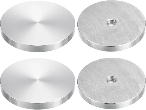Miniatura 47 de uxcell M6 Rosca 0.787 in de diámetro de forma redonda de aluminio disco hardware 1pcs, aluminio círculo disco vidrio adaptador superior para mesa