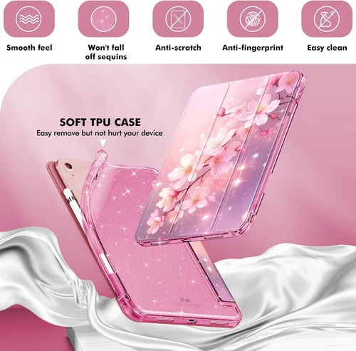 Miniatura 4 de INFILAND Funda compatible con iPad A16 de 11ª generación de 11 pulgadas 2025, funda para iPad de 10ª generación de 10.9 pulgadas, cubierta con Flor