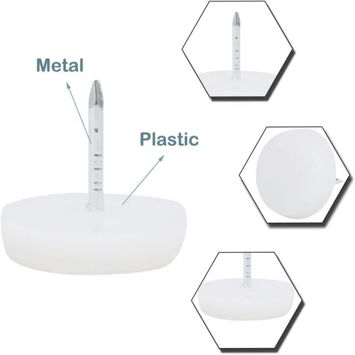 Miniatura 4 de uxcell Base de plástico blanco Protector de piso Muebles Mesa Silla Sofá Pierna Almohadilla de uñas 19 unids