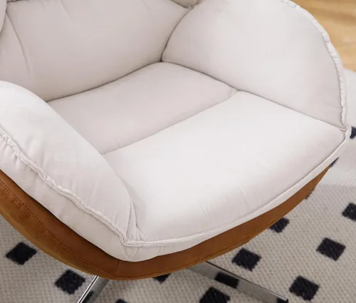 Miniatura 6 de BESTANO Silla giratoria de acento tapizada de chenilla, moderna silla de sala de estar con respaldo, base de metal de 360 grados, silla de lectura