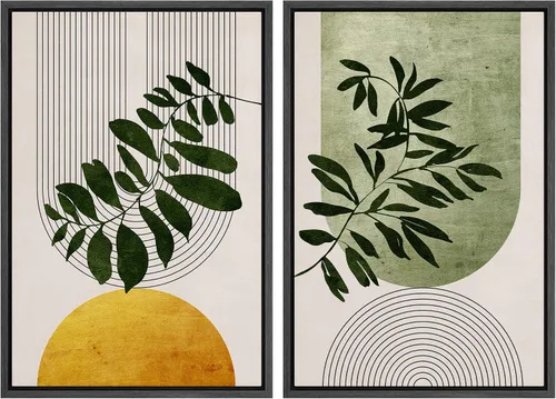 Miniatura 68 de IDEA4WALL - Set de lienzos enmarcados para pared, diseño tropical, selva, hoja de plátano, guepardo rosa, gato, naturaleza, desierto, arte digital