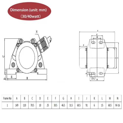 Miniatura 9 de ATO AC 30W 3600rpm Motor vibrador de hormigón Amplitud ajustable Motor de vibración de hormigón de bajo ruido Vibradores vibradores vibradores