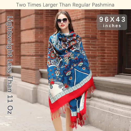 Miniatura 267 de DANA XU Manta de pashmina extragrande 100% de lana merina, bufanda de viaje, bufanda de cachemira para mujer, otoño e invierno, chal de gran