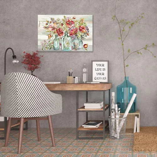 Miniatura 5 de Jaxson Rea Tre Sorelle Studios, lienzo envuelto en galería con texto en inglés "Red Poppies In Vintage Specimen Bottles", 60 x 40 pulgadas