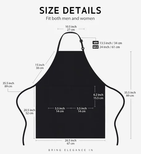 Miniatura 2 de Syntus Paquete de 12 delantales con peto, delantales unisex, ajustables, 100% algodón con 2 bolsillos, delantales de cocina para mujeres y hombres