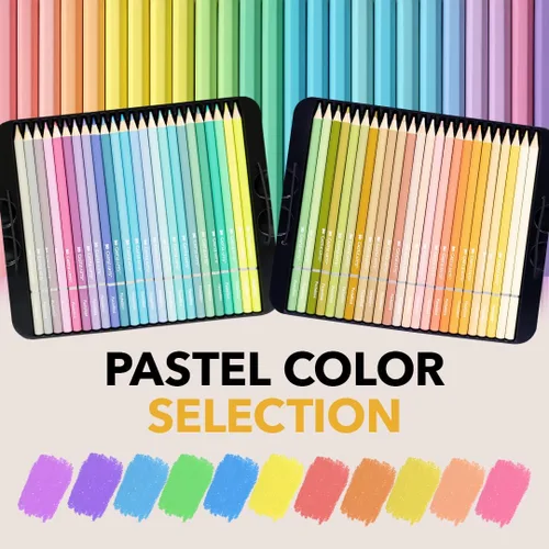 Miniatura 3 de Castle Art Supplies - Juego de lápices de colores Pasteltint en lata 48 colores en tonos más suaves y suntuosos para artistas profesionales