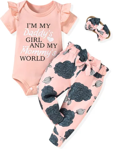 Miniatura 57 de fioukiay Conjunto de ropa de verano para bebés y niñas recién nacidas prematuros, mameluco, pantalones, diadema, conjunto de ropa para el verano