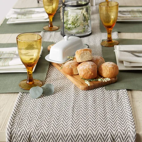 Miniatura 4 de DII Woven Basic - Camino de mesa Chevron de la colección de mesa, 15 x 72 pulgadas, gris