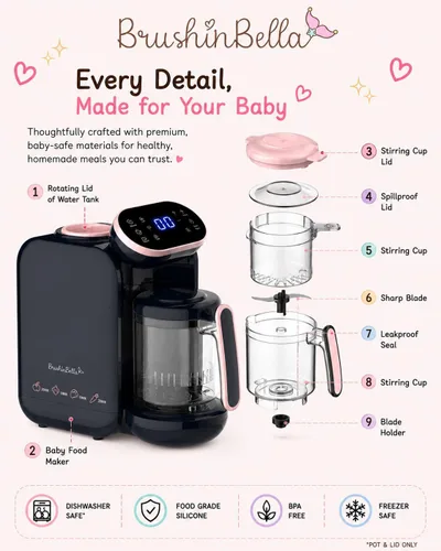 Miniatura 6 de Baby Food Maker 5 en 1 Procesador de alimentos para bebés con bandeja de sopa, máquina para hacer puré de bebé, molinillo, vaporizador, pantalla
