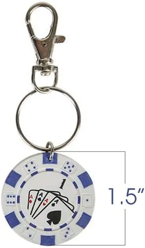 Miniatura 3 de ArtCreativity Llaveros de fichas de póquer para niños, paquete de 12, divertido mosquetón con clip para mochila, bolso, equipaje, recuerdos