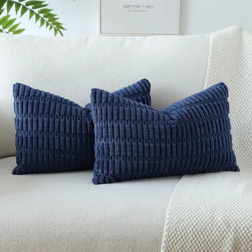 Miniatura 38 de OTOSTAR - Paquete de 2 fundas de cojín decorativas de pana suaves y a rayas estilo boho, fundas de cojín cuadradas para decoración del hogar, fundas