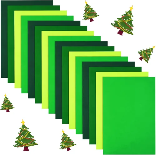 Boao 16 hojas de tela de fieltro verde navideño de 8 x 12 pulgadas, hojas de palma, suaves, no tejidas, telas de colores surtidos, cuadrados,